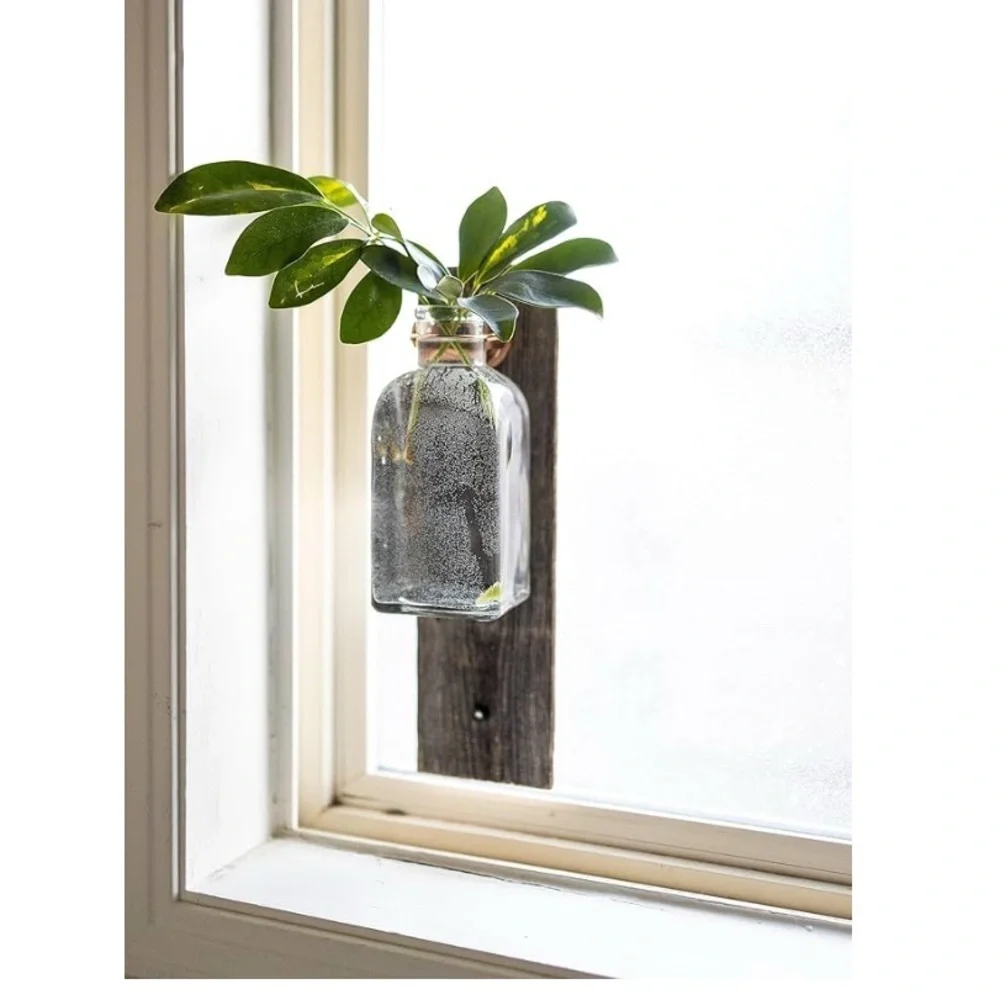 Rustic Wall Mounted Glass Vase with Greenery